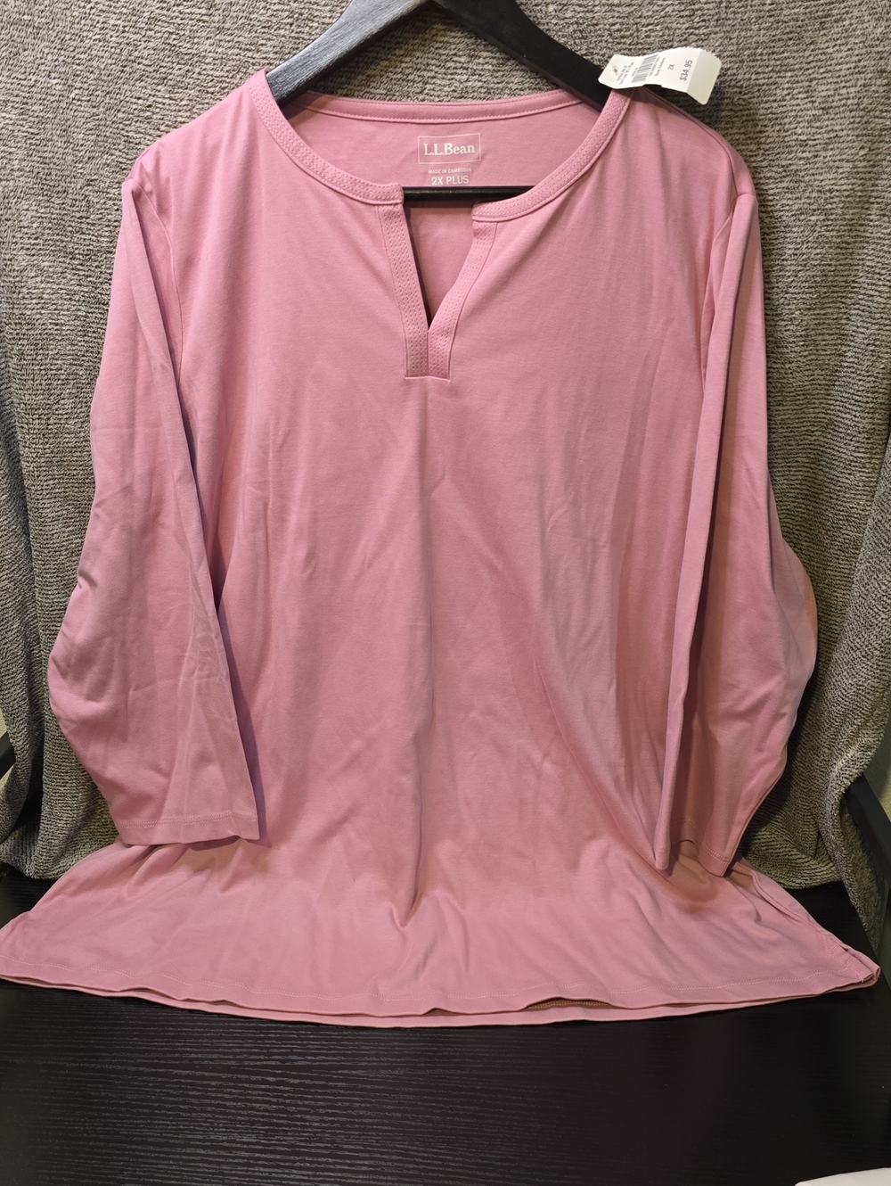 L.L. Bean Women's Split-Neck Long Sleeve Shirt in Dusty Pink